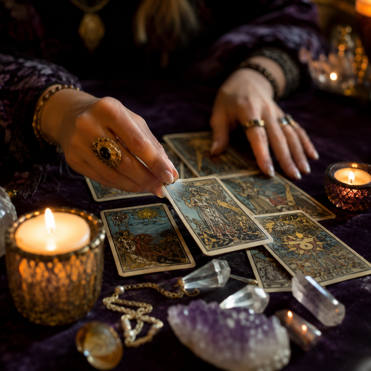Manos sosteniendo cartas de tarot